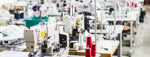 Interior of garment factory shop