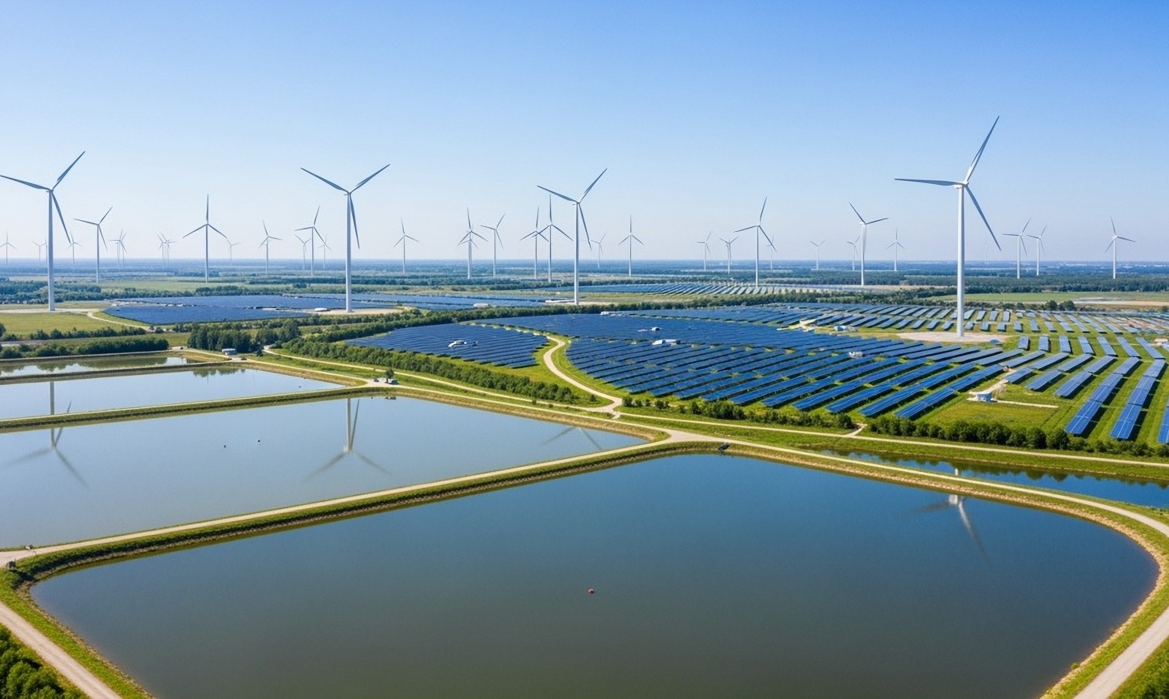 Wind farm and solar power plant