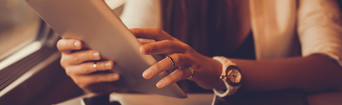 Image of woman using an ipad